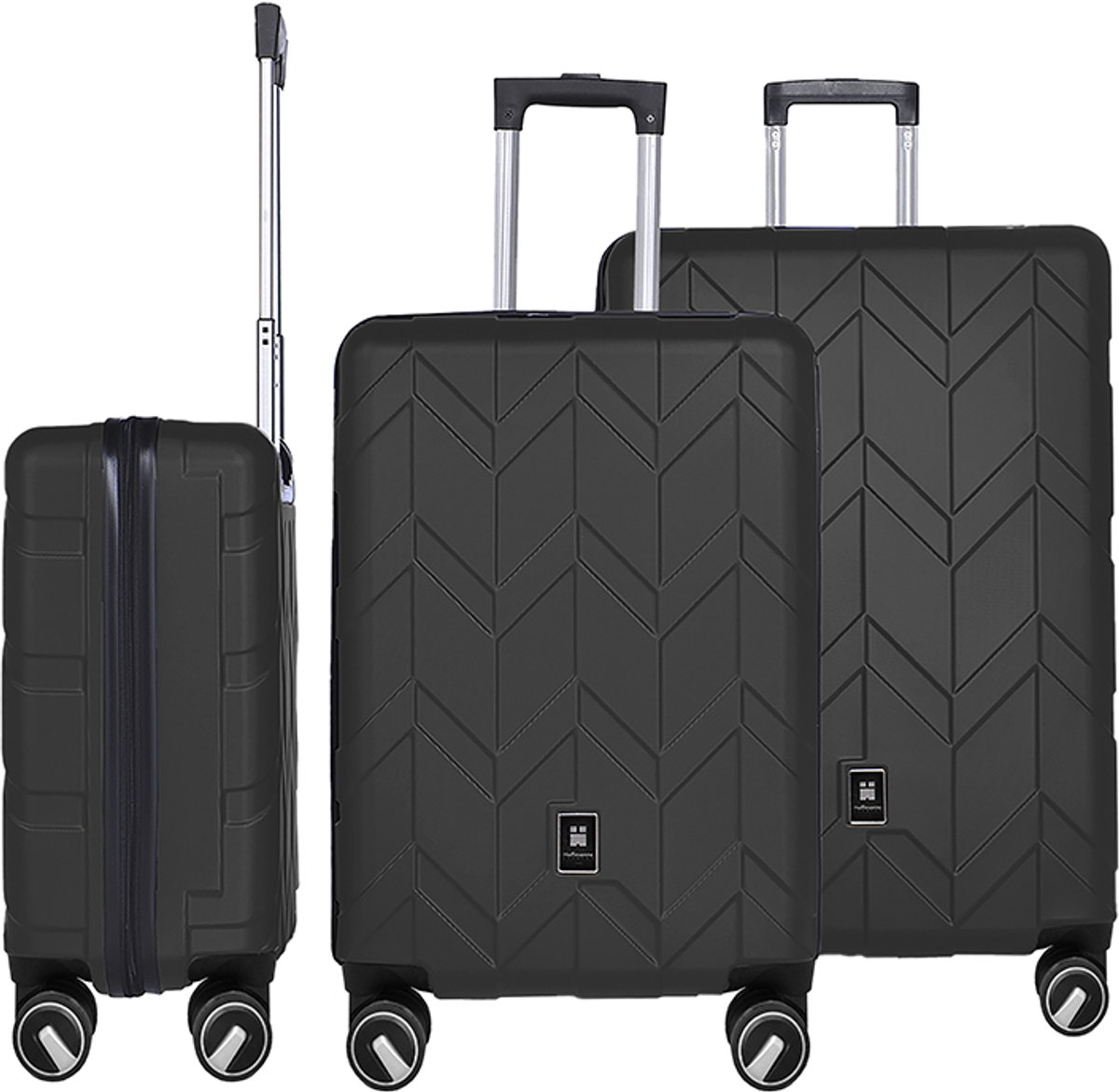 Butterfly Handbagage Koffer maat S – afm. 56×37×23 cm – 43 Liter – Hardcase Reiskoffer Zwart met 4 dubbele zwenkwielen met cijferslot