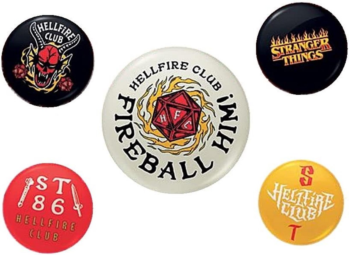 Stranger Things 4 Hellfire Club 5-delig Badge Set