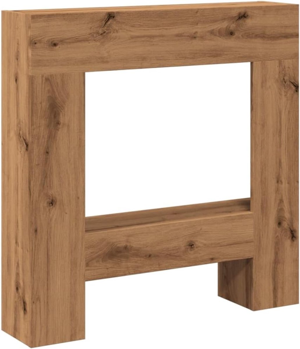 Haardombouw - Openhaard ombouw - Decoratief element - Bewerkt hout - 81x18x82 cm - Eikenkleurig
