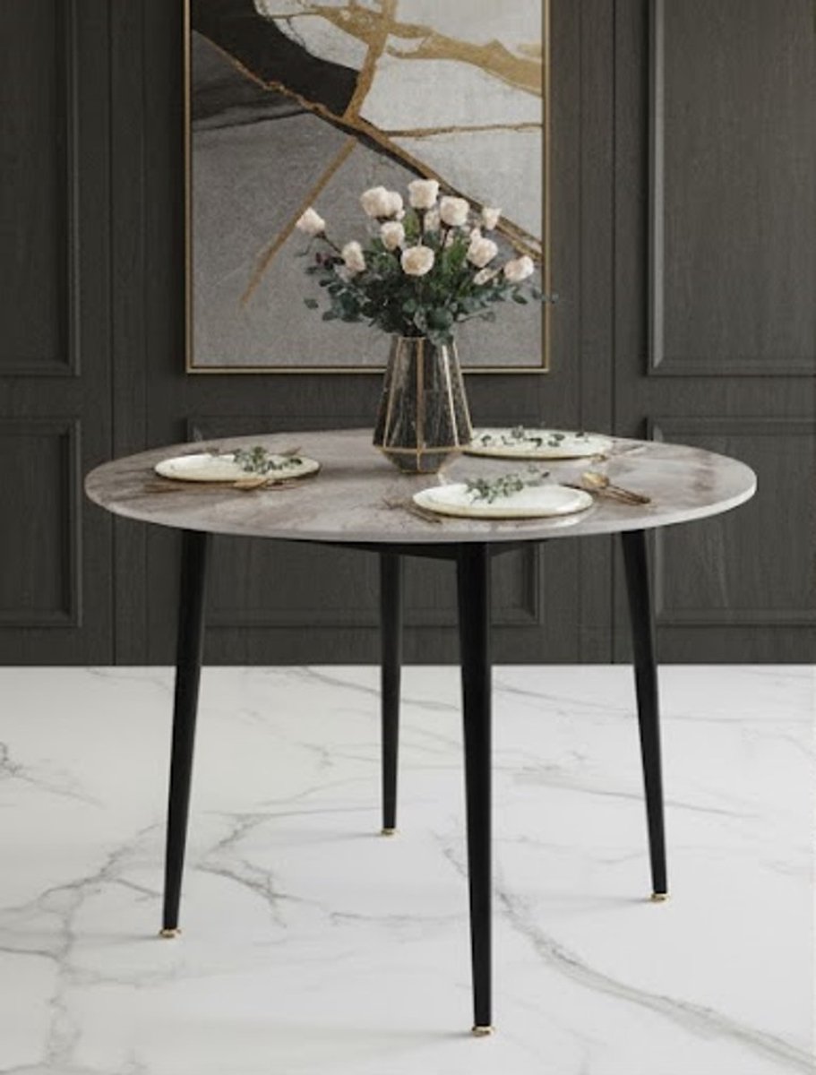 Ronde eettafel 80 cm met hoogglans blad van gesinterd steen - Scandinavisch design voor 4 personen, Casa Serena – 80 cm – Casa Dorada