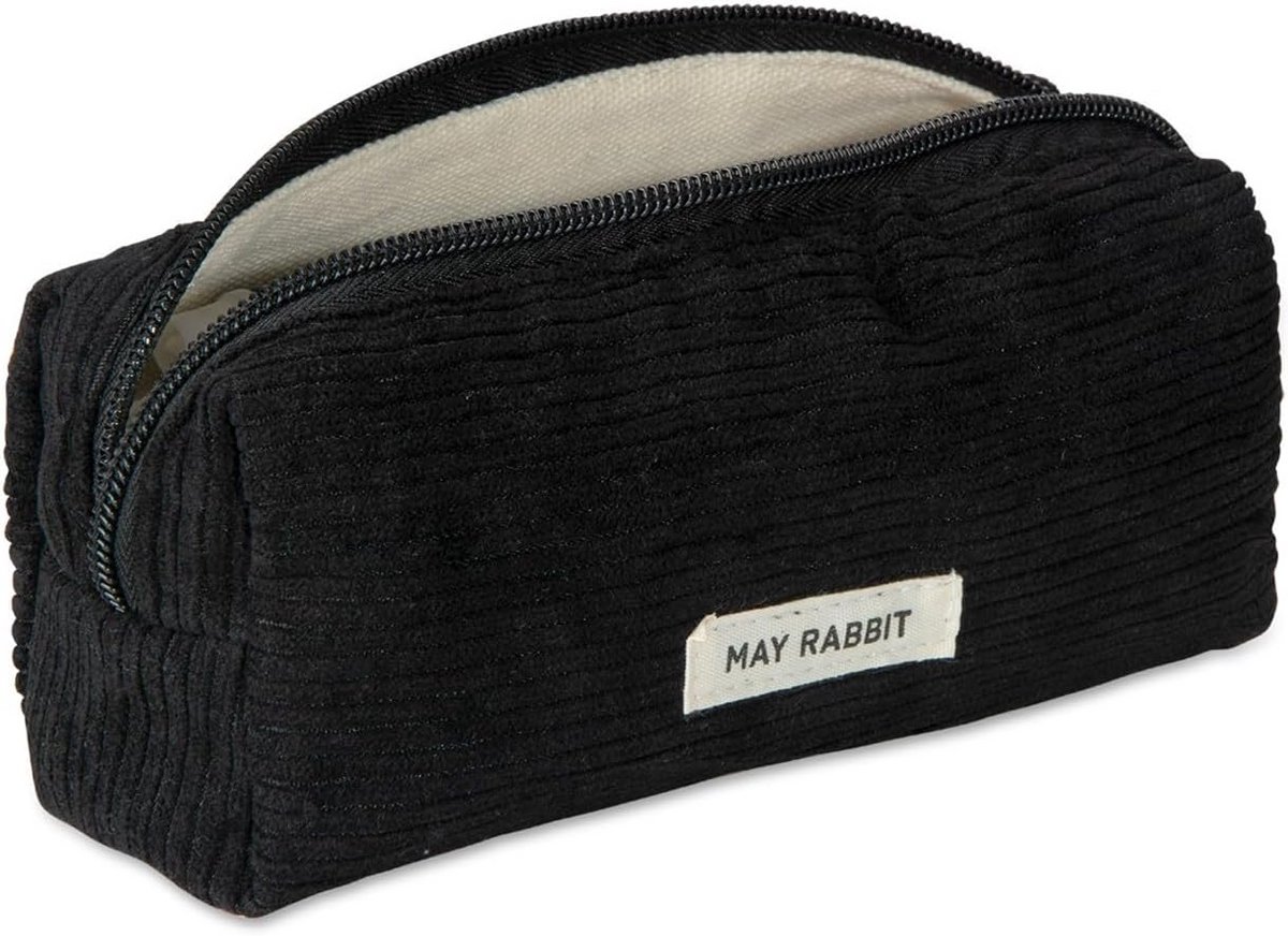 Pennenetui Corduroy - Etui Mapje - School Kantoor - Zacht Materiaal - 19x7x6 cm - Zwart