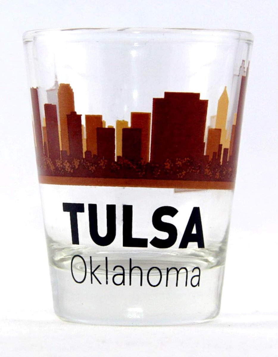 Souvenir Shotglas Tulsa Oklahoma Zonsondergang Skyline - Verzamelobject