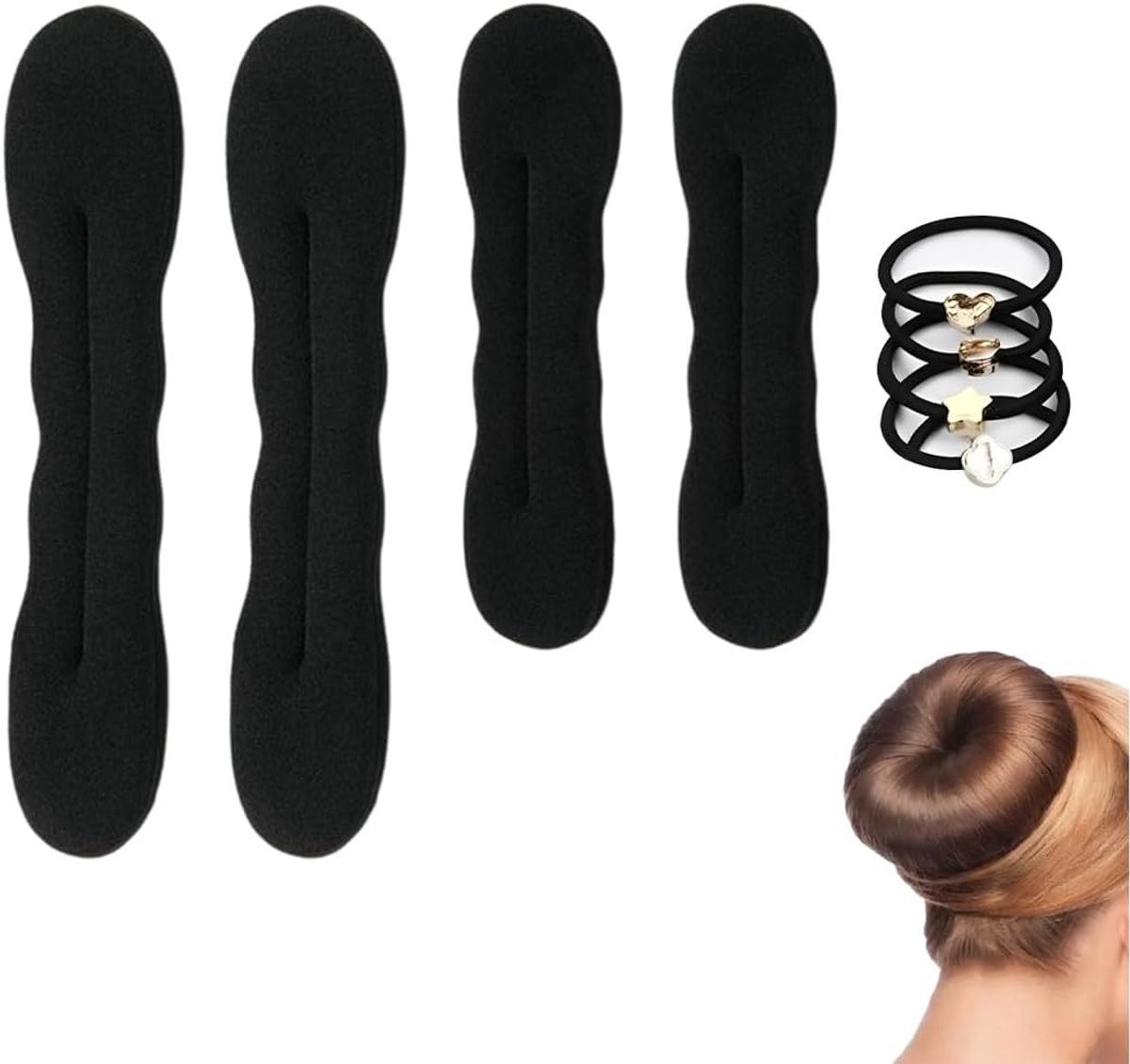 Haarknot Set met 4x Sponsclip voor Perfecte Haarstyling