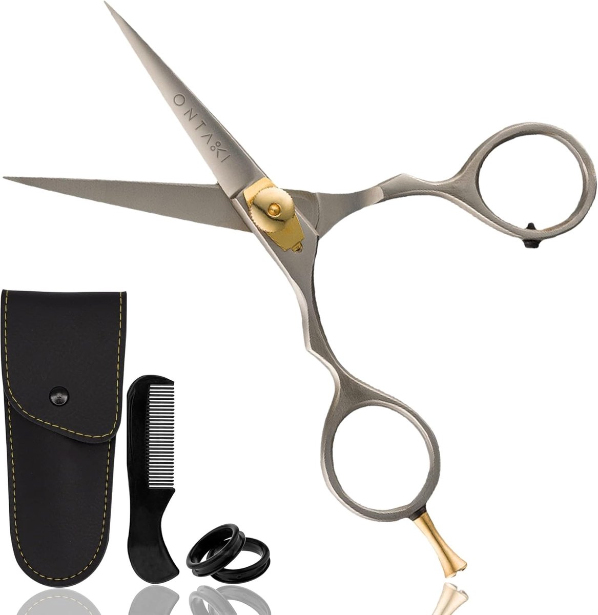 ONTAKI Premium Japanse Stalen Baard- & Snorren Schaar (5.5) Zilver
