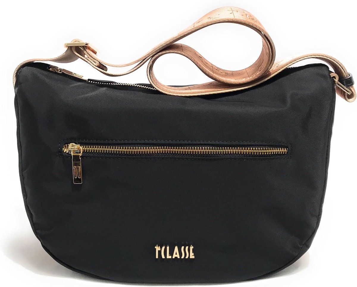 Dames Schoudertas - Halve Maan Tas - Dagelijks Gebruik - Verstelbare Nylon Band - 32x23x11.5 cm - Zwart