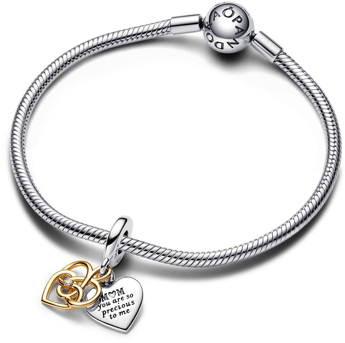 Pandora Graveerbare Moeder Dubbele Hangende Bedel met in Laboratorium Gekweekte Diamant - 763237C01 — cadeau in Sieraden - foto 4