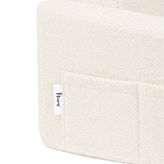 Flumi - 2 in 1 Uitschuifbare Kinderfauteuil - Schuimconstructie - Afneembare Wasbare Hoes - Teddy Stof - Met Zijvakken - Lichtbeige van Merkloos — afbeelding 3