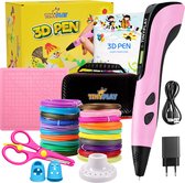 TinyPlay - Pack de démarrage pour stylo 3D XXL - Filament de 100 m - Incl. E-Book - Mallette de rangement - Ciseaux - Tapis à dessin - Livre de dessin - Protège-doigts - Artisanat Filles & Garçons - Stylos 3D - Rose