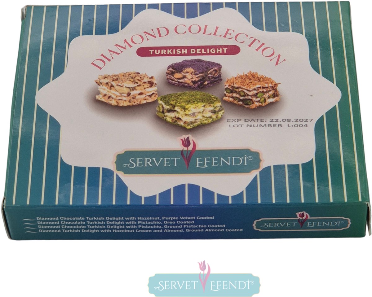 Servet Efendi-Diamond Collection-Turkish Delight-Pistachio-Oreo-Hazelnut-Almond-Baklava Dilim Lokum