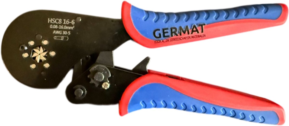 Germat Adereindhuls Krimptang 0,25–16 mm² – zeskant Persen – Kabelkrimptang voor Geïsoleerde & Ongeïsoleerde Adereindhulzen – Professioneel