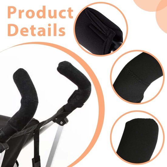 Kinderwagen Handvat Cover - 2 stuks - Kinderwagen Accessoires - Kinderwagen Handvathoes - handgreep beschermers - Buggy Beschermhoes - Armleuningmat voor kinderwagen -19x6CM - zwart — afbeelding 4