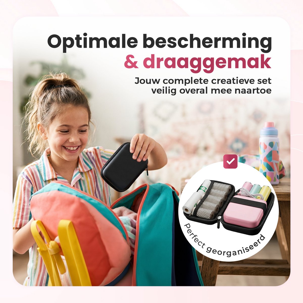 Gatson Mini Printer - Met Opbergcase - Inclusief 14 Rollen Papier (Sticker, Normaal & Kleur) + 5 pennen - Mini Printer voor Mobiel - Pocket Printer - Mobiele Fotoprinter - Schoolspullen - Journaling Producten - Bullet Journal — afbeelding 2