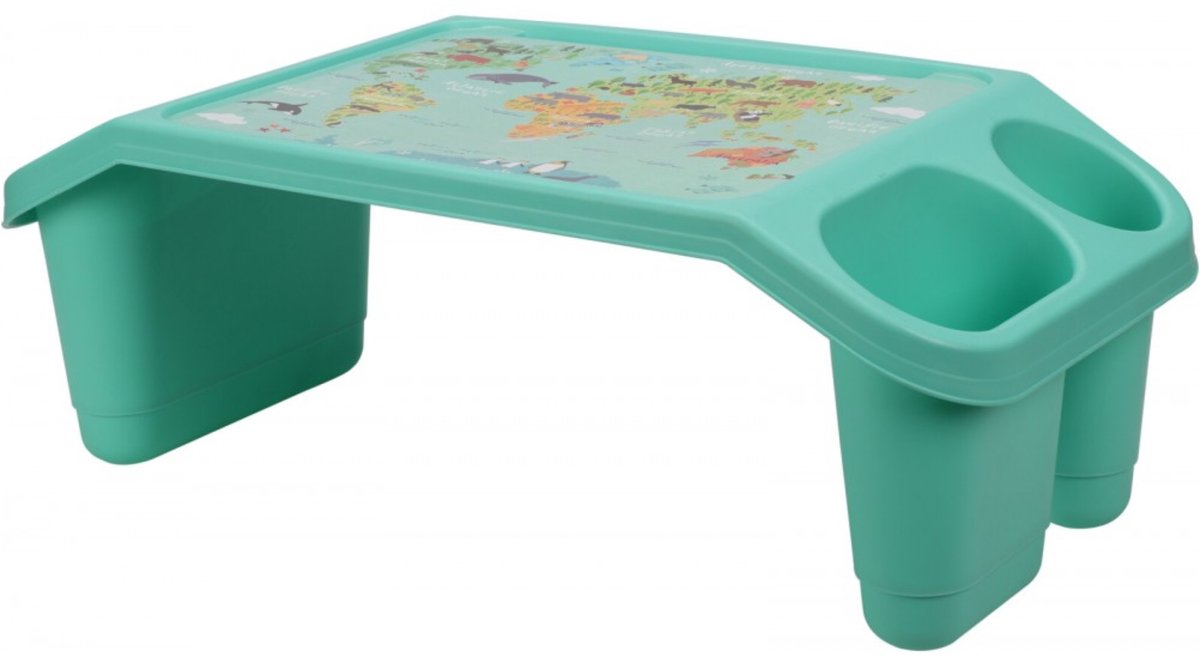 Excellent Houseware Dienblad - schoottafel voor kinderen - groen - kunststof - 60 x 30 x 21 cm