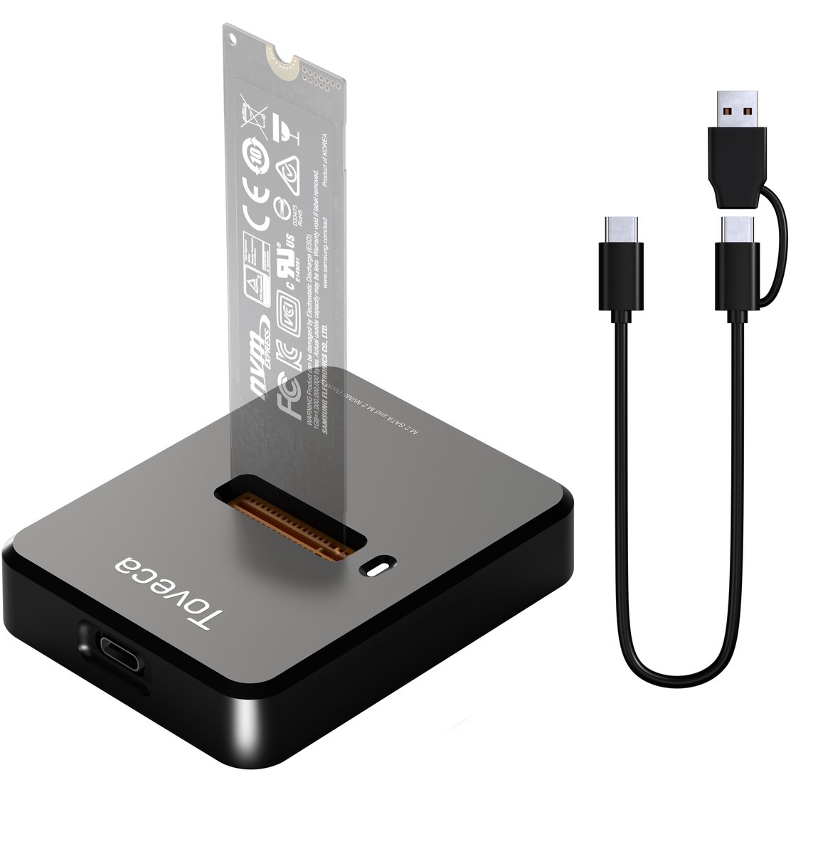 Toveca M.2 SSD Docking Station - USB 3.1 NVME/ NGFF/ SATA Behuizing - 10 Gbps M-Key/ B&M Key 2230/ 2242/2260/2280 - Zwart