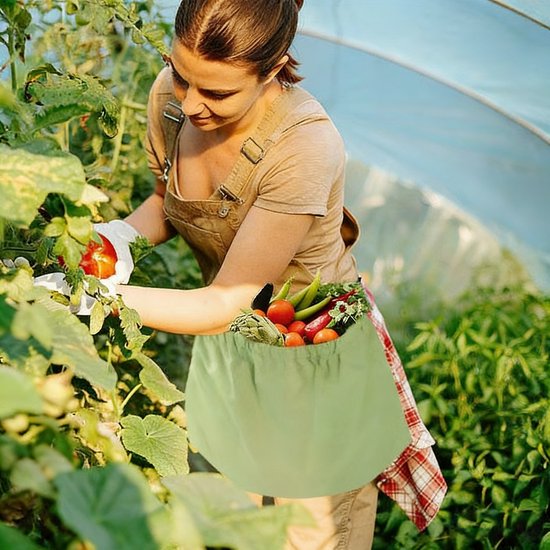 Tuinschort - Keukenschorten - Oogstzak - Fruitplukker - voor het plukken van fruit en groenten - groen - 1 stuk — afbeelding 3