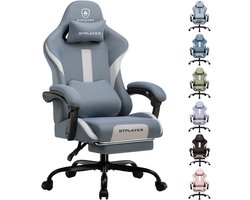 GTPLAYER - Gaming Stoel Bureaustoel - Van Hoogwaardig Stof met Voetsteun - Blauw