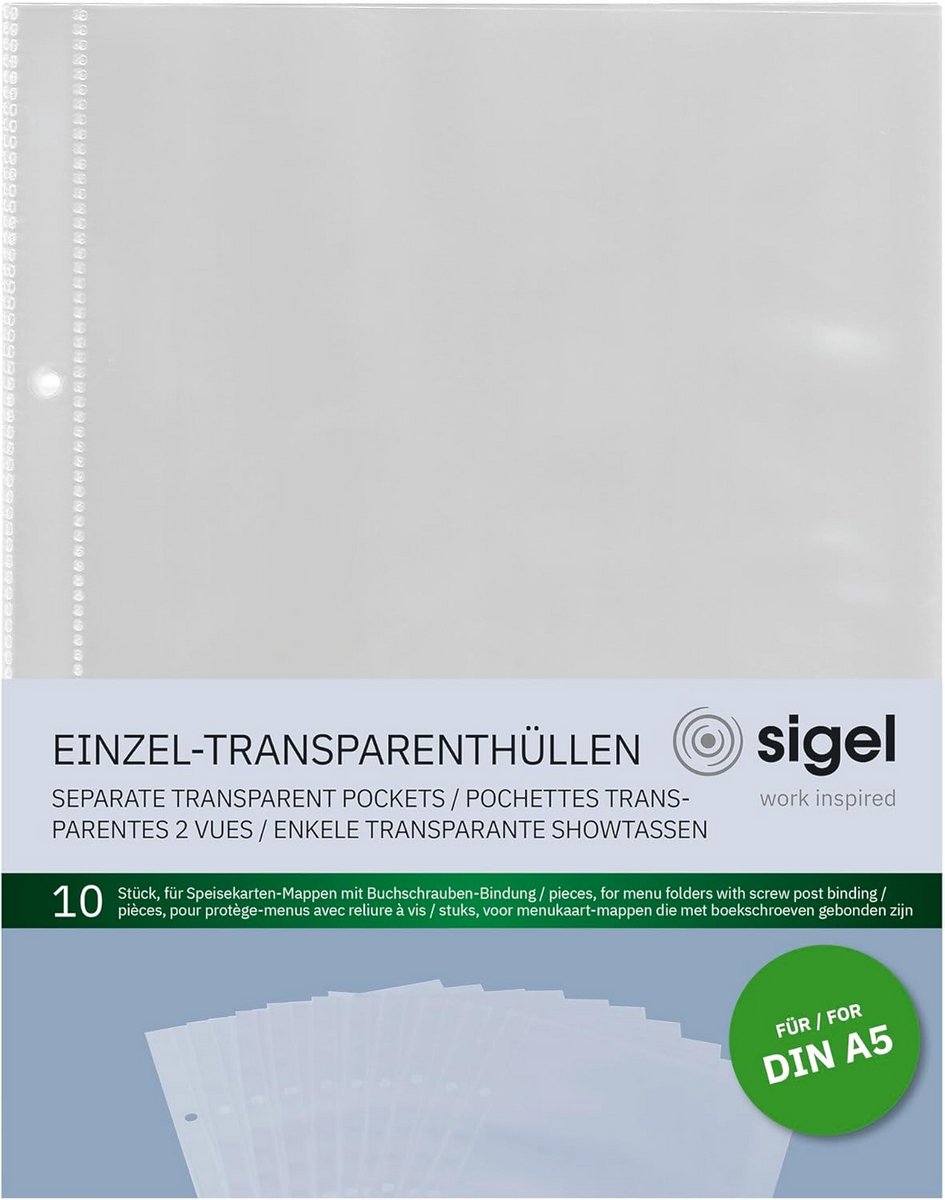 Transparante hoes voor A5 menukaarten 10 stuks
