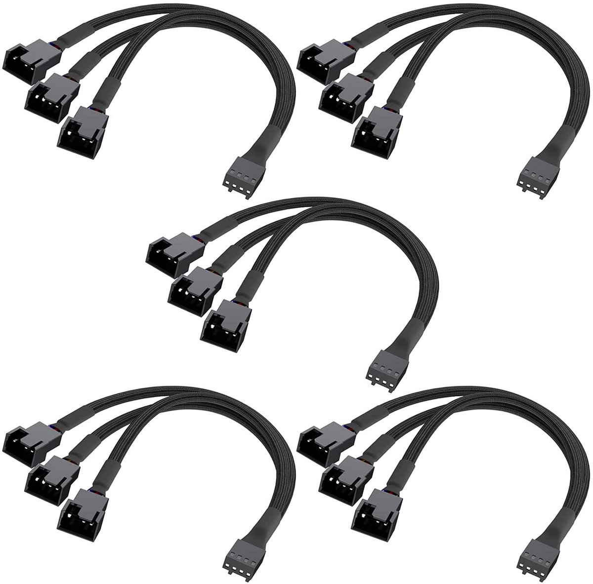5 stuks PC Ventilatorkabel Splitter PWM 1 naar 3 voor 4-pins Fans