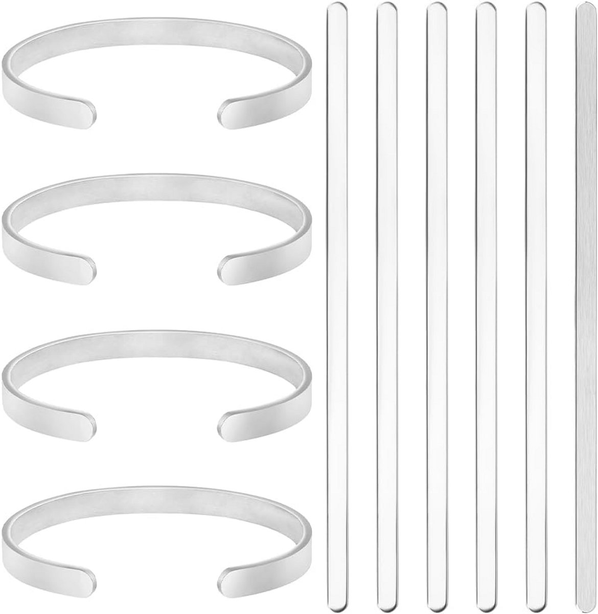 Roestvrijstalen bangle strips 304 6 mm x 160 mm x 1,6 mm glanzend 6 stuks