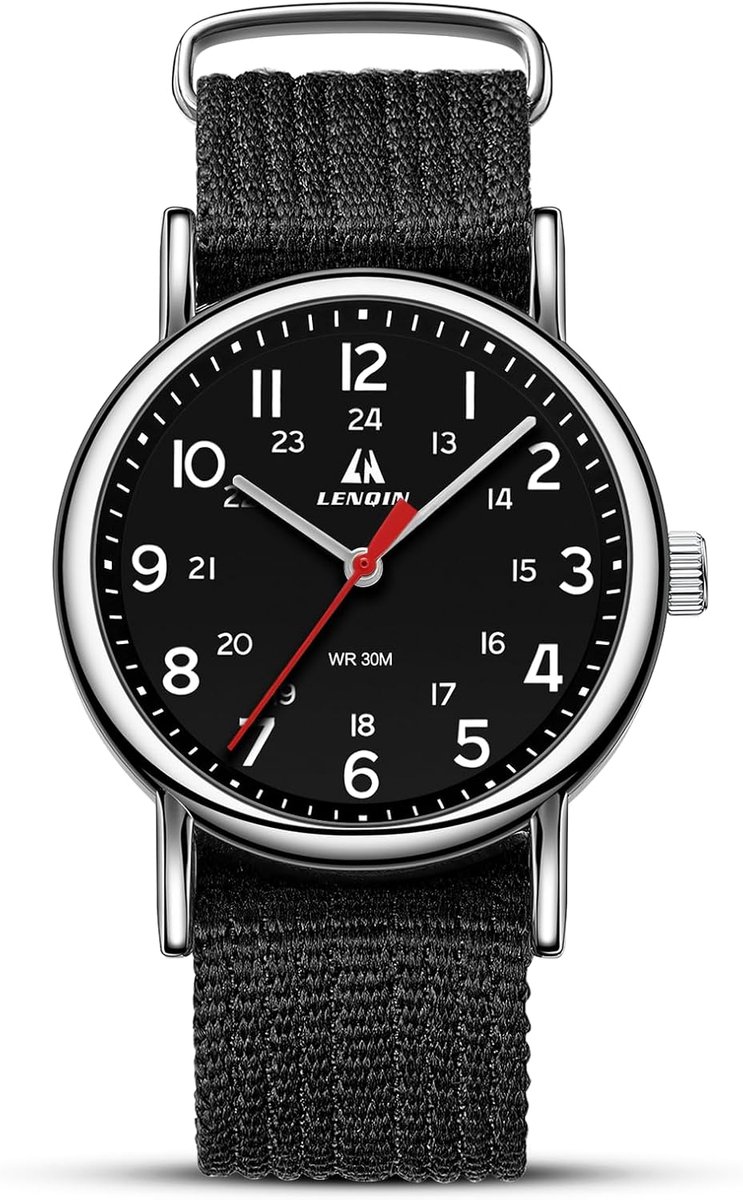 Herenhorloge militair analoog kwarts waterdicht nylonband