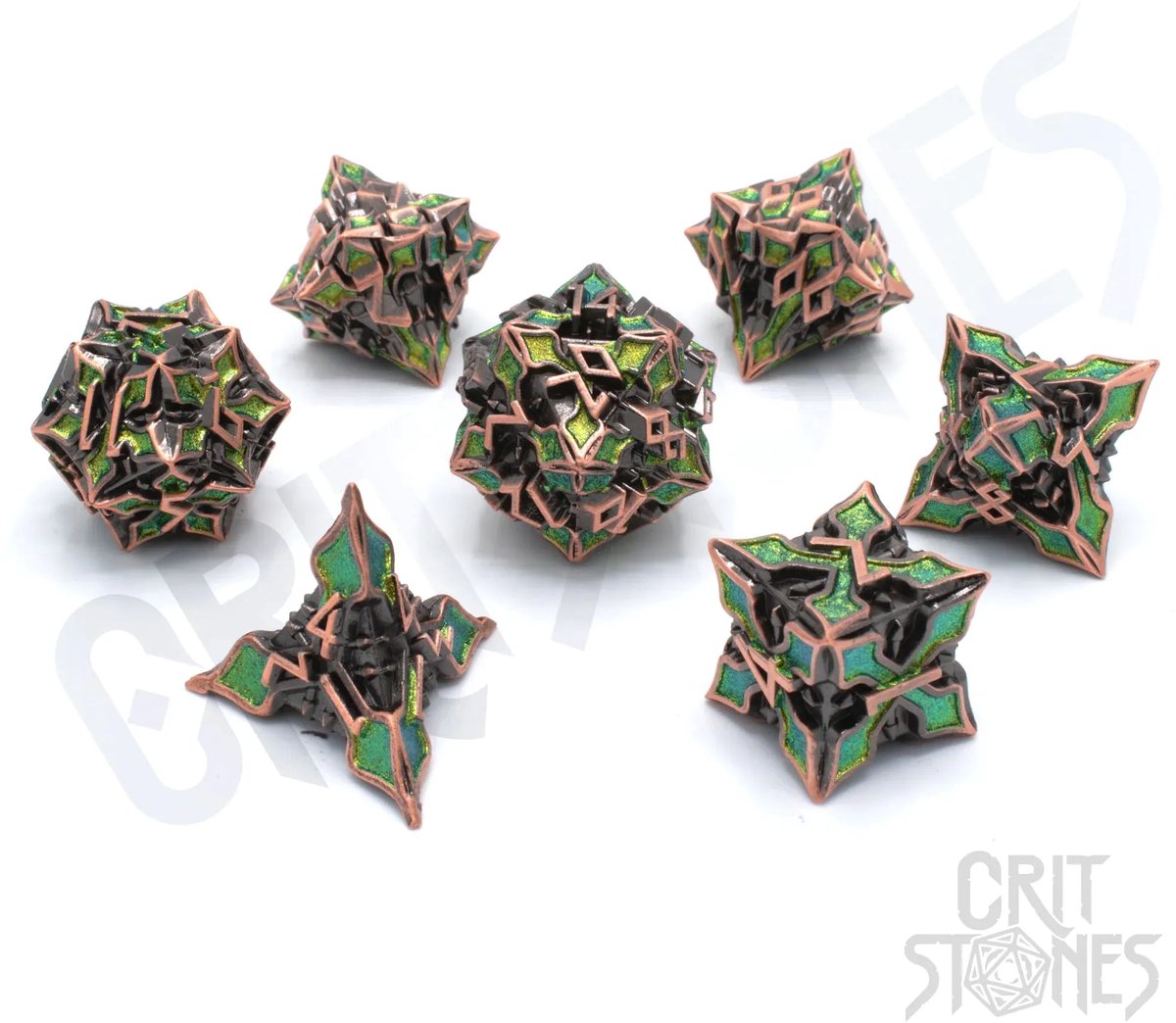Elfan Woods Metal RPG Dice Set
