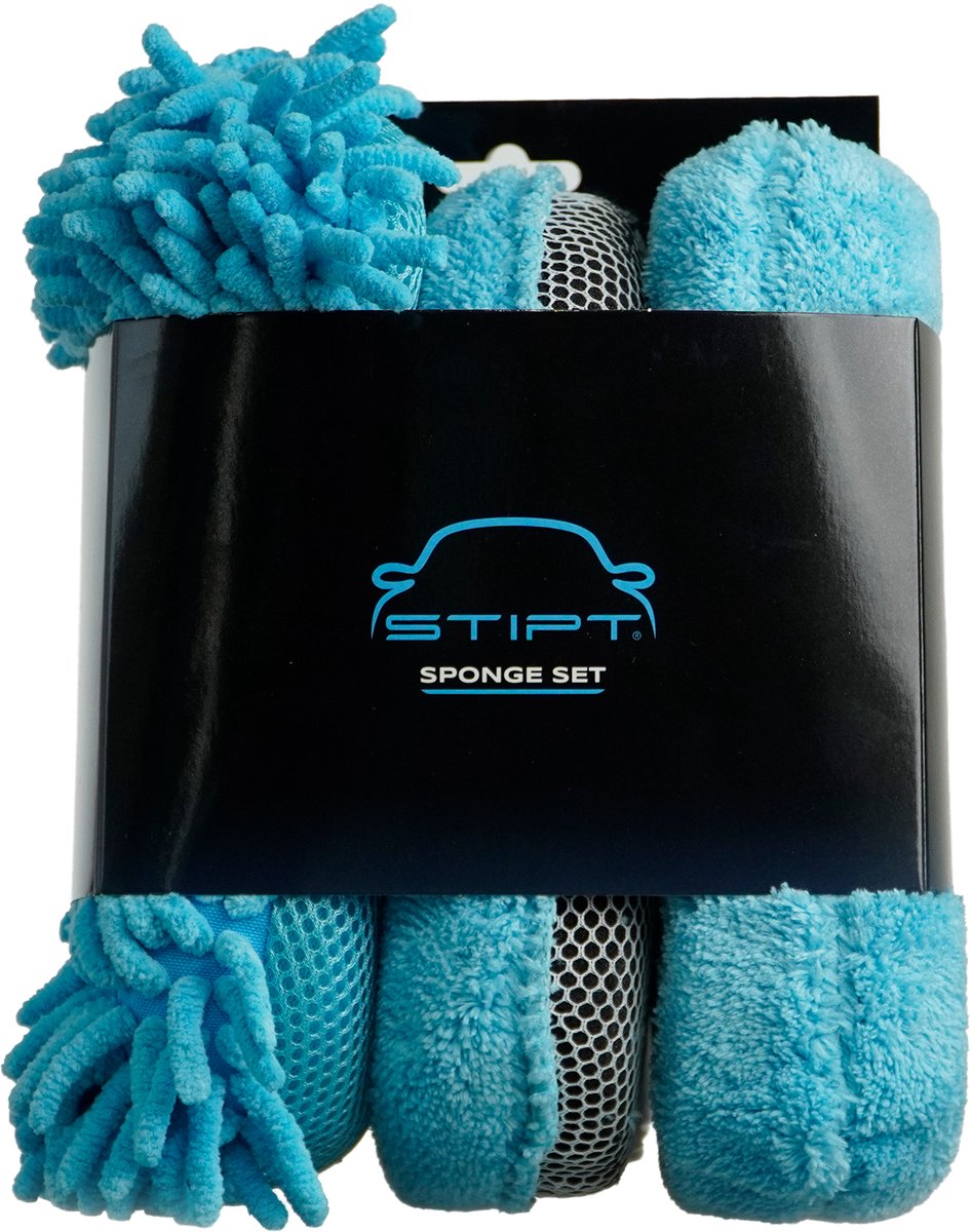Stipt - Sponge Set - Autospons - Microvezel - Autowassen - 3 stuks