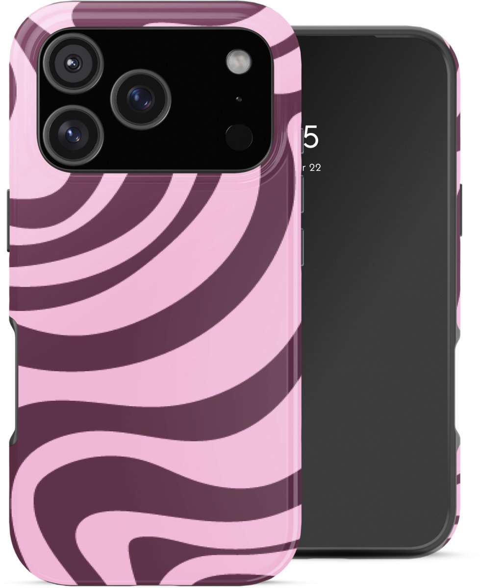 Selencia Hoesje - Geschikt voor Apple iPhone 17 Pro Max - Backcover - Wavy Swirl Pink Plum