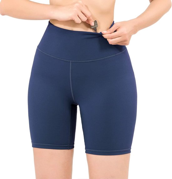 Dames sportshort met zakken - ondoorzichtig - voor fitness en yoga - donkerblauw - XXL — afbeelding 4