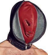 Zado – Lederen Dubbele Masker met Mond en Oog Openingen Verstelbaar – Zwart