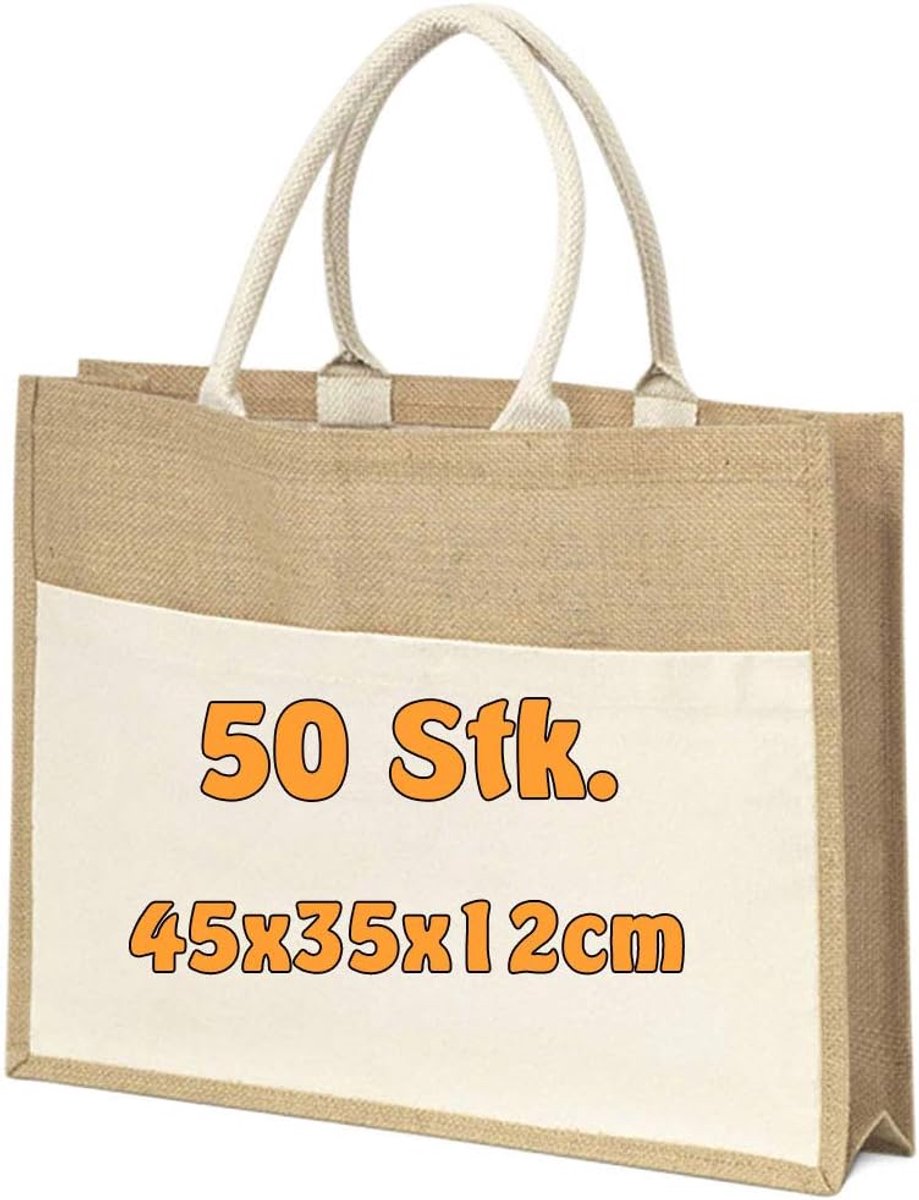 50 Jutezakken Waterafstotend 100% Jute 45x35x12cm