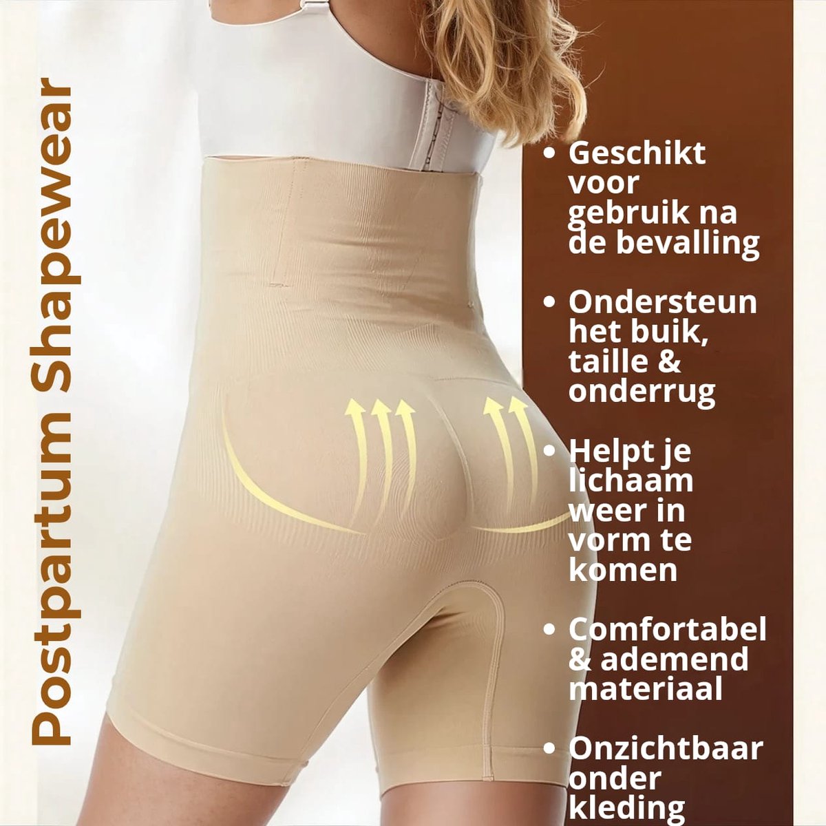 My Dutch Label Stay in shape Shapewear met Tummy control & Bil-lift - Tummy Control & Comfort - Ademend & Onzichtbaar onder Kleding – Perfect na Zwangerschap - Kleur Beige/Nude
