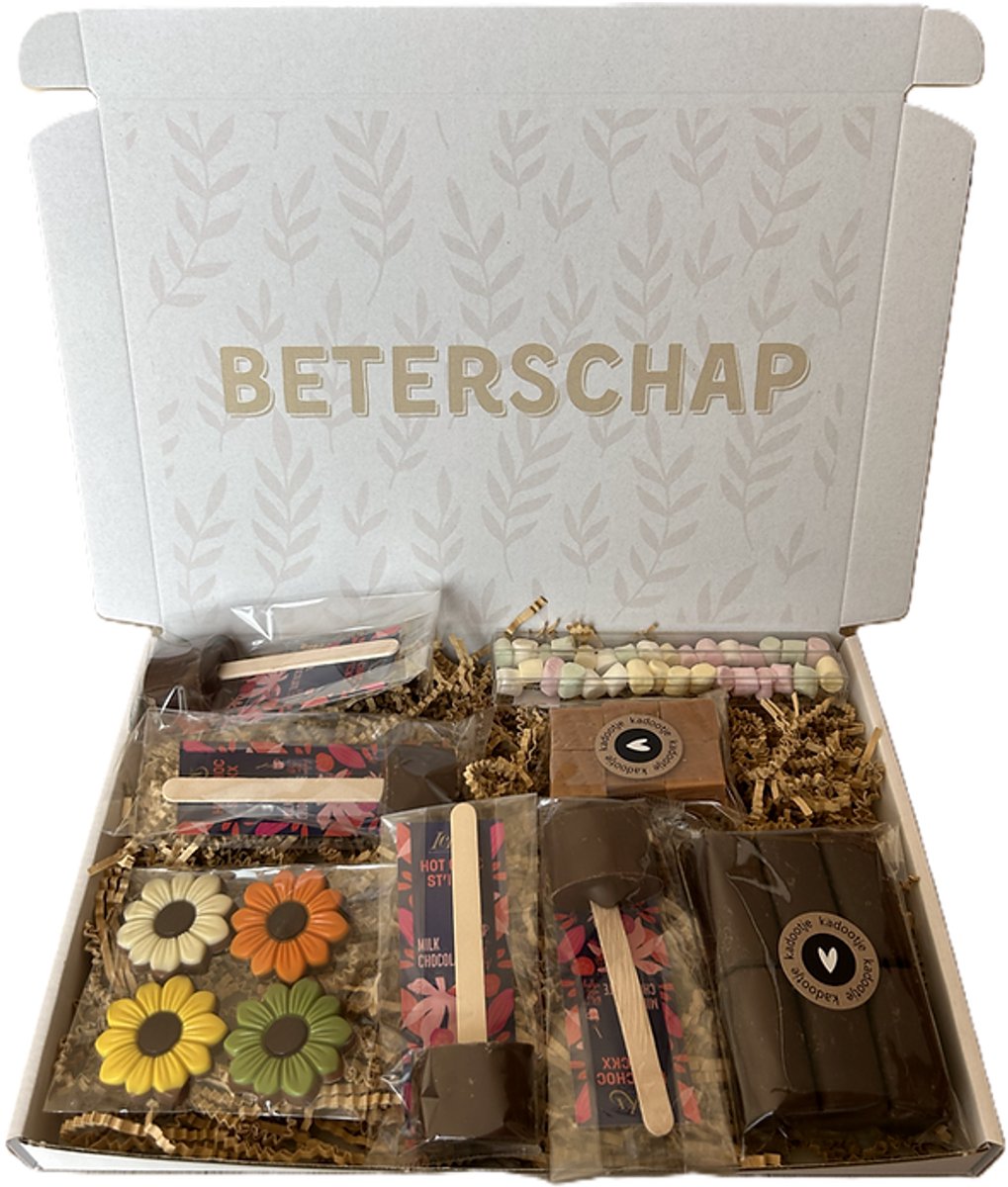 XL Beterschap choco brievenbus cadeau - chocoladestick - chocolade - marshmallows