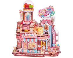 Tonecheer TQ424 Cany Workshop Snoep Fabriek muziekdoos bouwpakket | Motorisch miniatuur huisjes pakket modelbouw voor volwassenen kinderen | Houten 3D Puzzel | Technische educatief speelgoed bouwpakket | Met led lights verlichting | DIY knutselpakket