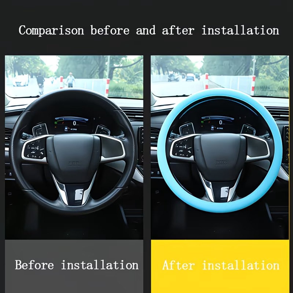 Auto Stuurhoes Siliconen 38 cm – Ultra Dun Anti-Slip Stuurwiel Cover – Universele Stuur Bescherming – Comfort Grip Stuurhoes – Zwart – foto 3
