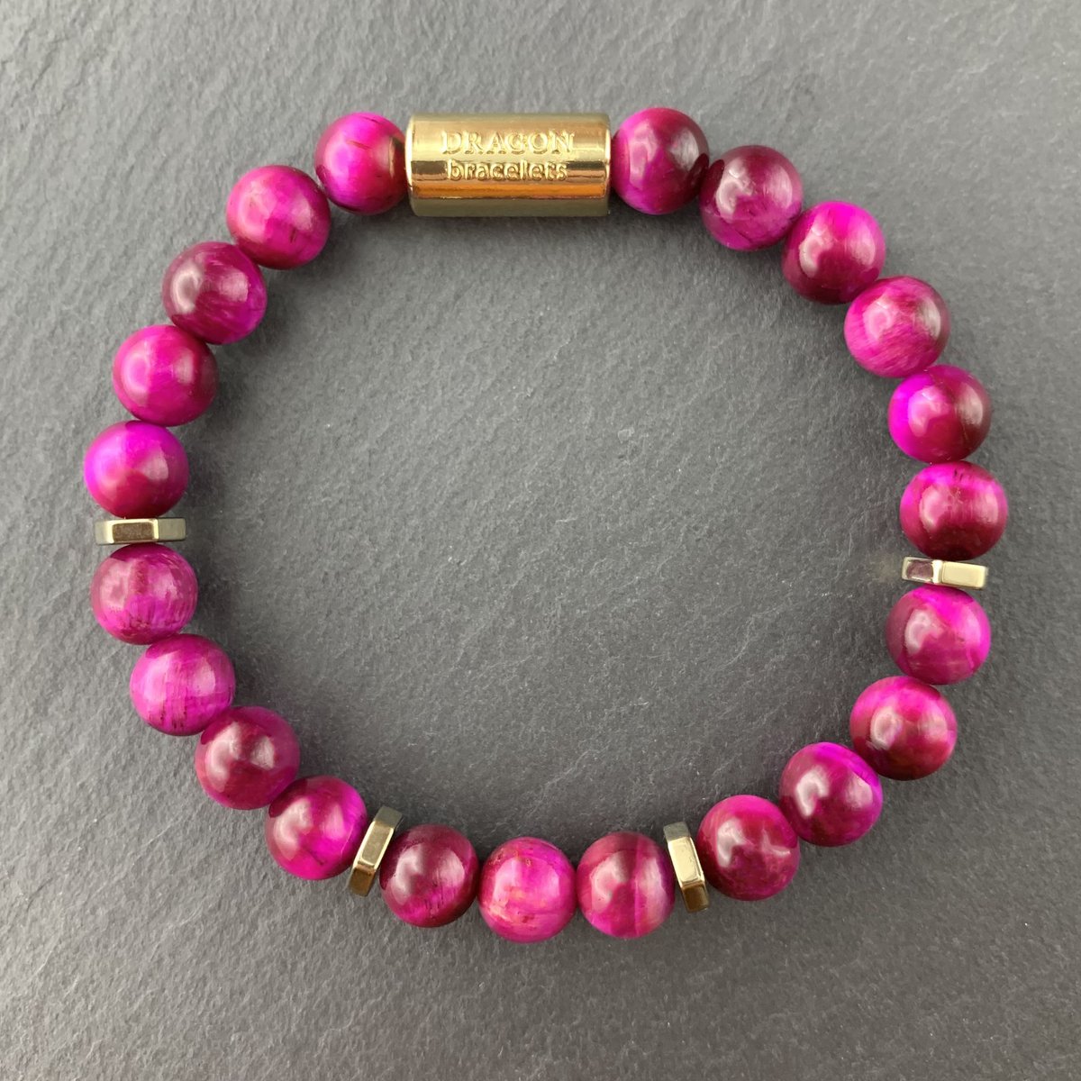 Dragon Bracelets® Essentials - Heren en Dames Armband - Tijgeroog - Roze - Pink
