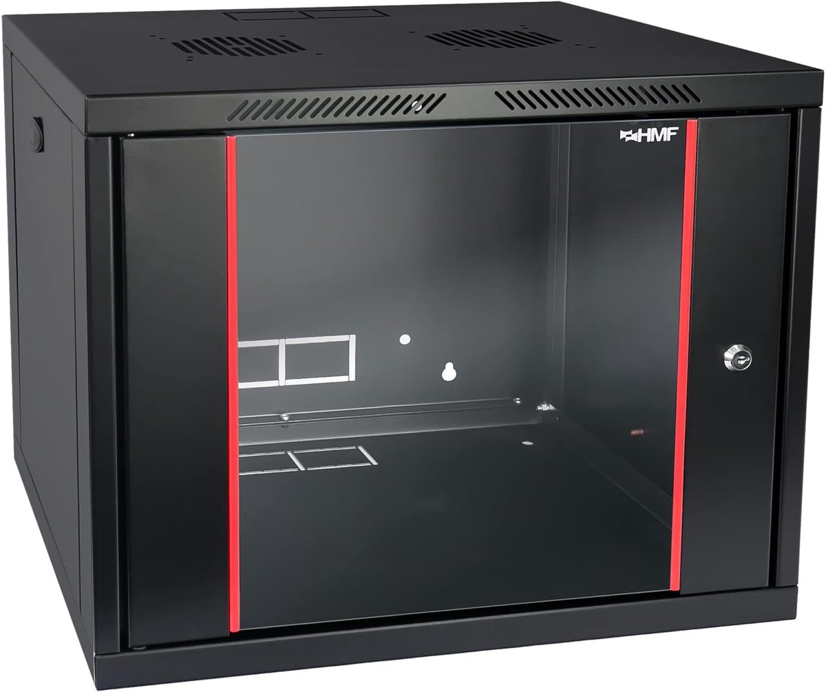 19 Inch Netwerkkast Serverkast 9HE Diep Volledig Gemonteerd Glasdeur Zwart