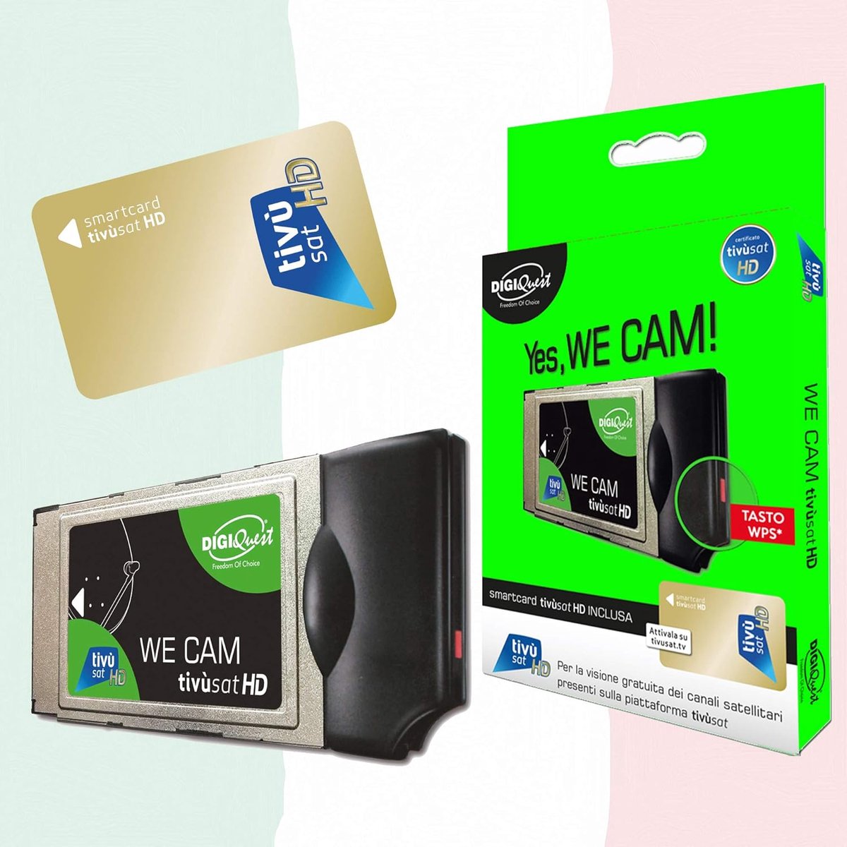 We CAM SmartCam HD CI+ WiFi-module met TiVuSat HD Gold-kaart voor Italiaanse zenders via satellietontvangst