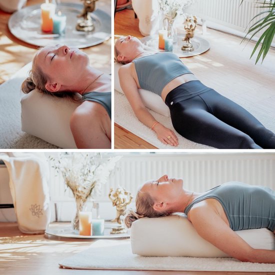 Yogabolster vierkant biologisch katoen speltvulling 63,5 x 26,5 x 20,5 cm — afbeelding 3