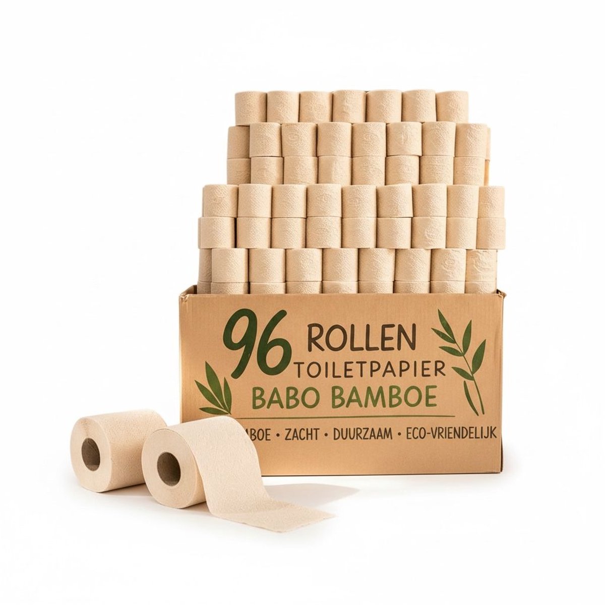 Bamboe Toiletpapier 3-laags, 200 vellen (96 Rollen = 192 standaard Rollen) ( 96 x 200 = 19200 vellen )