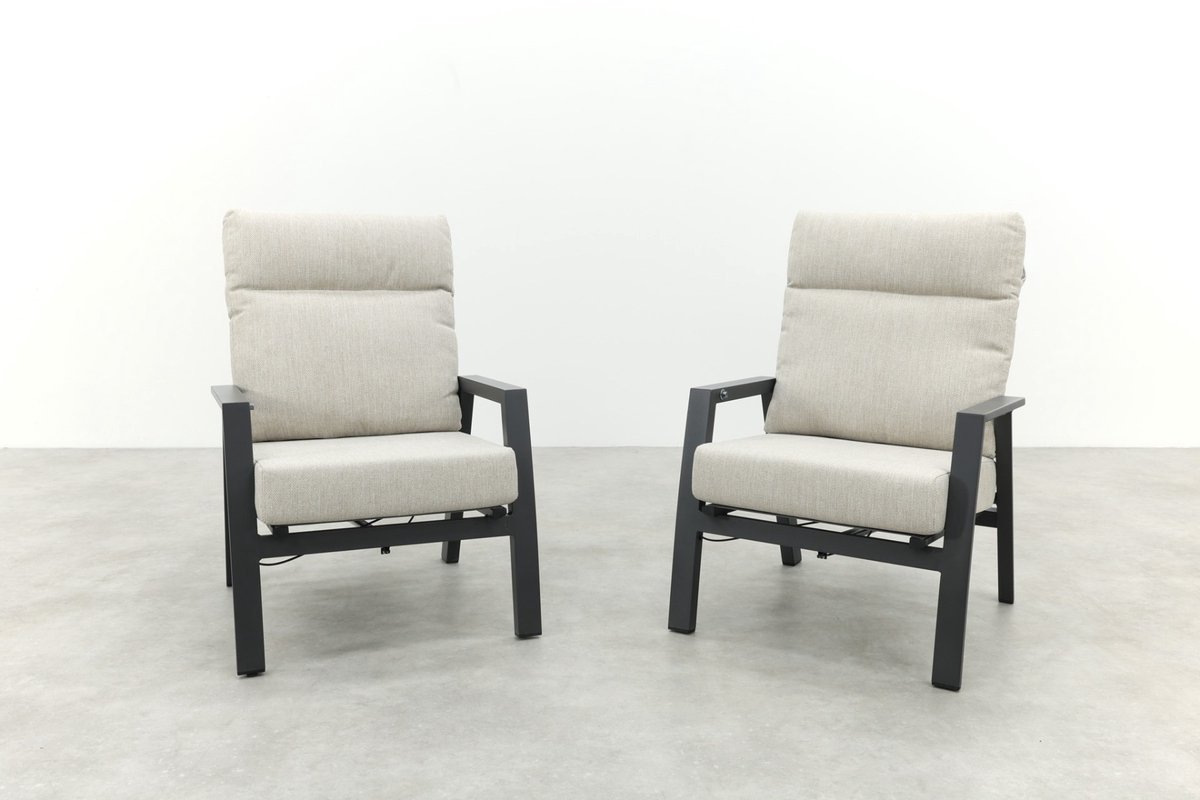 Van der Garde Tuinmeubelen Lagos loungestoelen verstelbaar - Set van 2 - Antraciet