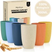 Montzys® Bio Gobelets Réutilisables - 6 Pièces - Gobelet 300 ml - Gobelet - Gobelets en Plastique Bio