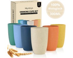 Montzys® Bio Herbruikbare Bekers - 6 Stuks - 300ml Drinkbeker - Beker - Plastic Cups Biologisch