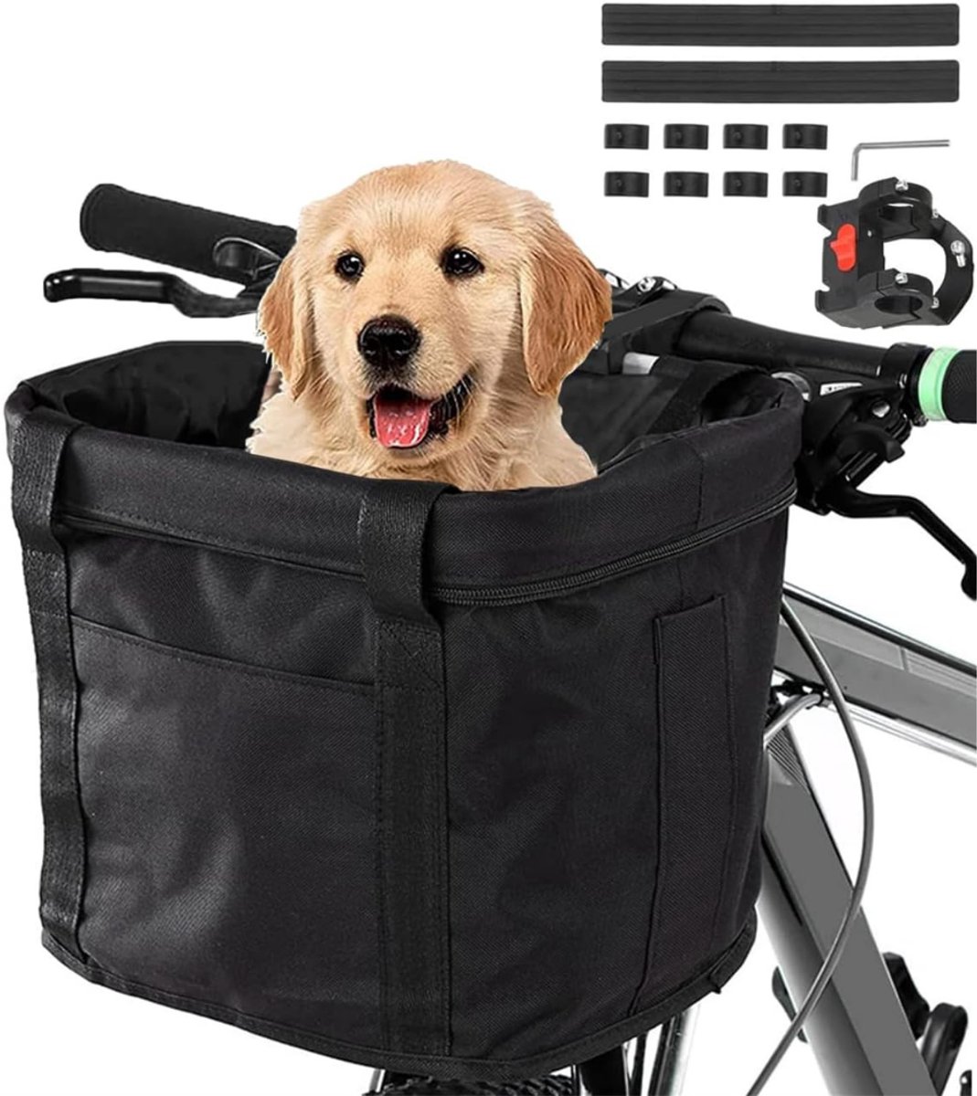 DYNA® Hondenfietsmand - Fietstas Hond - Hondenfietsmand Afneembaar - Zwart - 30cm x 20cm x 25cm