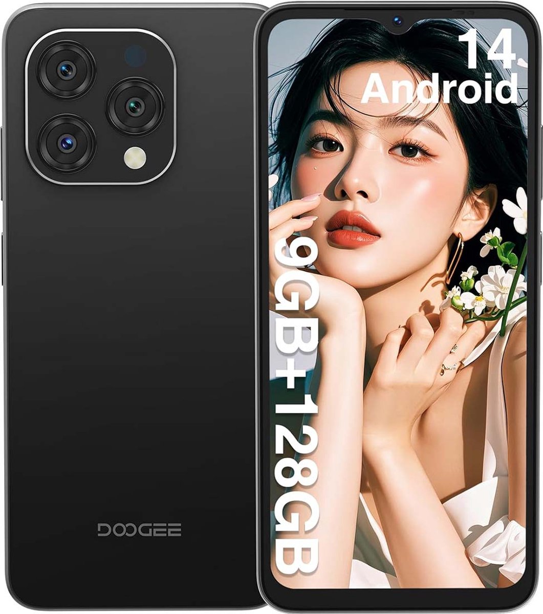 DOOGEE N55 Smartphone - 9 GB RAM + 128 GB - 6,56 inch 90Hz - 4G Dual SIM - 5150mAh - GPS - Widevine L1 - Zwart