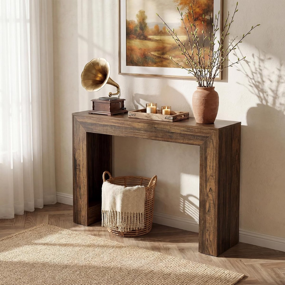LITTLE TREE Consoletafel 105 cm - Smalle Gangtafel - Achter de Bank - Ruimtebesparend - Geschikt voor Woonkamer, Entrée & Gang
