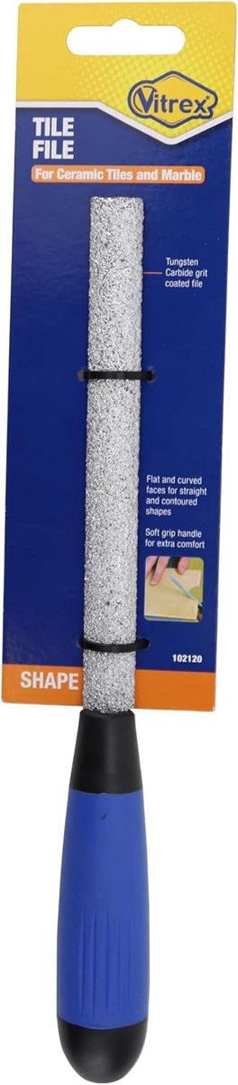 Tegelvijl - Schuurbord - Tegels Bewerken - Soft Grip Handvat - 05 x 75 x 145 cm - Multi