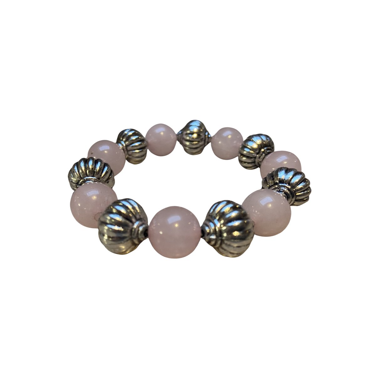Rozenkwarts Armband 14 mm – Elastisch – Statement Kralen