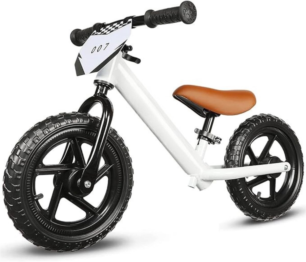 Verte Loopfiets 1 Jaar - Loopfiets voor Peuters van 2 Jaar - Leeftijd 18 Maanden tot 5 Jaar - 12 Inch Loopfiets met Individuele Plaat - Inclusief 3 Sets Stickers - Cadeau voor Jongens en Meisjes van 2-3 Jaar - Wit