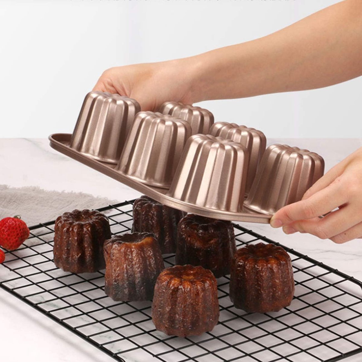 6-Vaks Canelé Bakvorm - Antiaanbaklaag voor Franse Gebakjes en Muffins