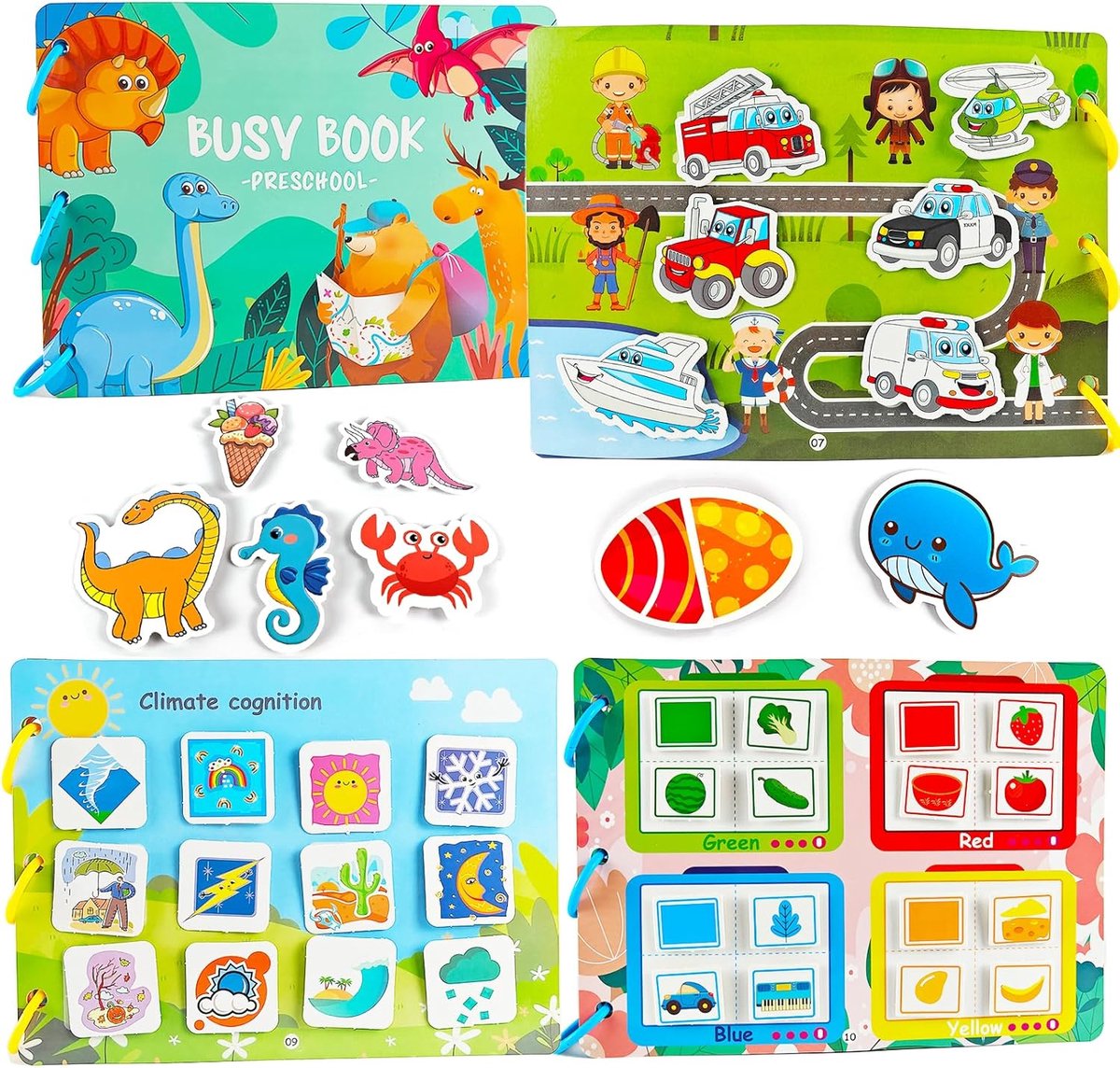 Montessori Activiteitenboek voor Peuters - Quiet Book met Dieren, Kleuren, en vormen